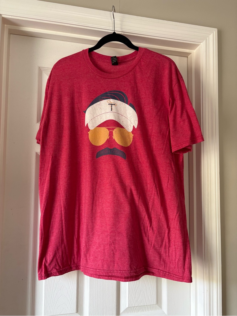 Ted Lasso Graphic T-Shirt Red Visor Aviators Mustache Anvil Tee XL